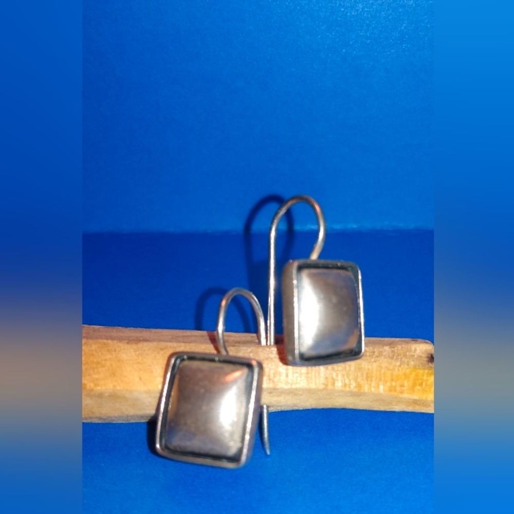 925 Sterling Silver Classic Square Pierced Drop Earrings